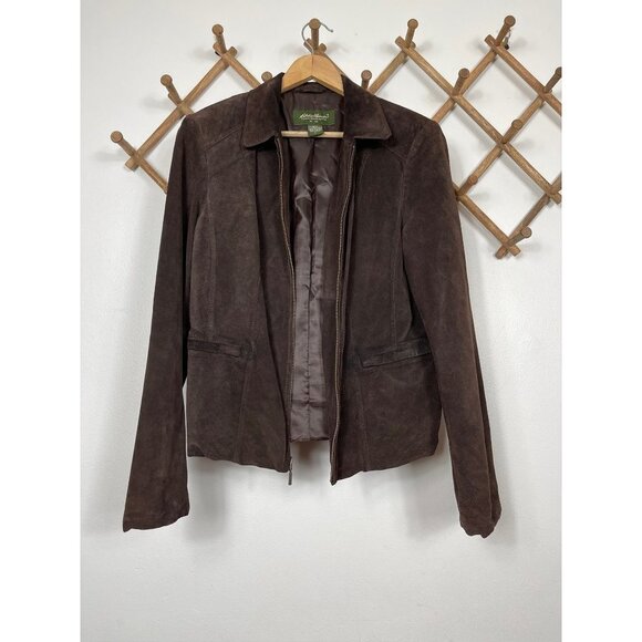Eddie Bauer Suede Jacket In Brown Size Large - Picture 3 of 9